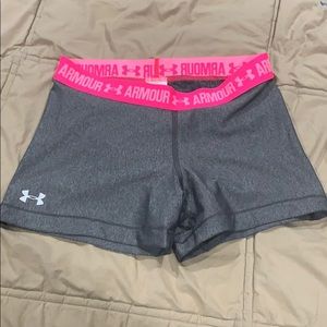 Under Armour heat gear shorts pink and grey